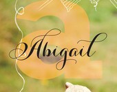 customized nursery print, vintage sheep toy, with your child's name and alphabet letter