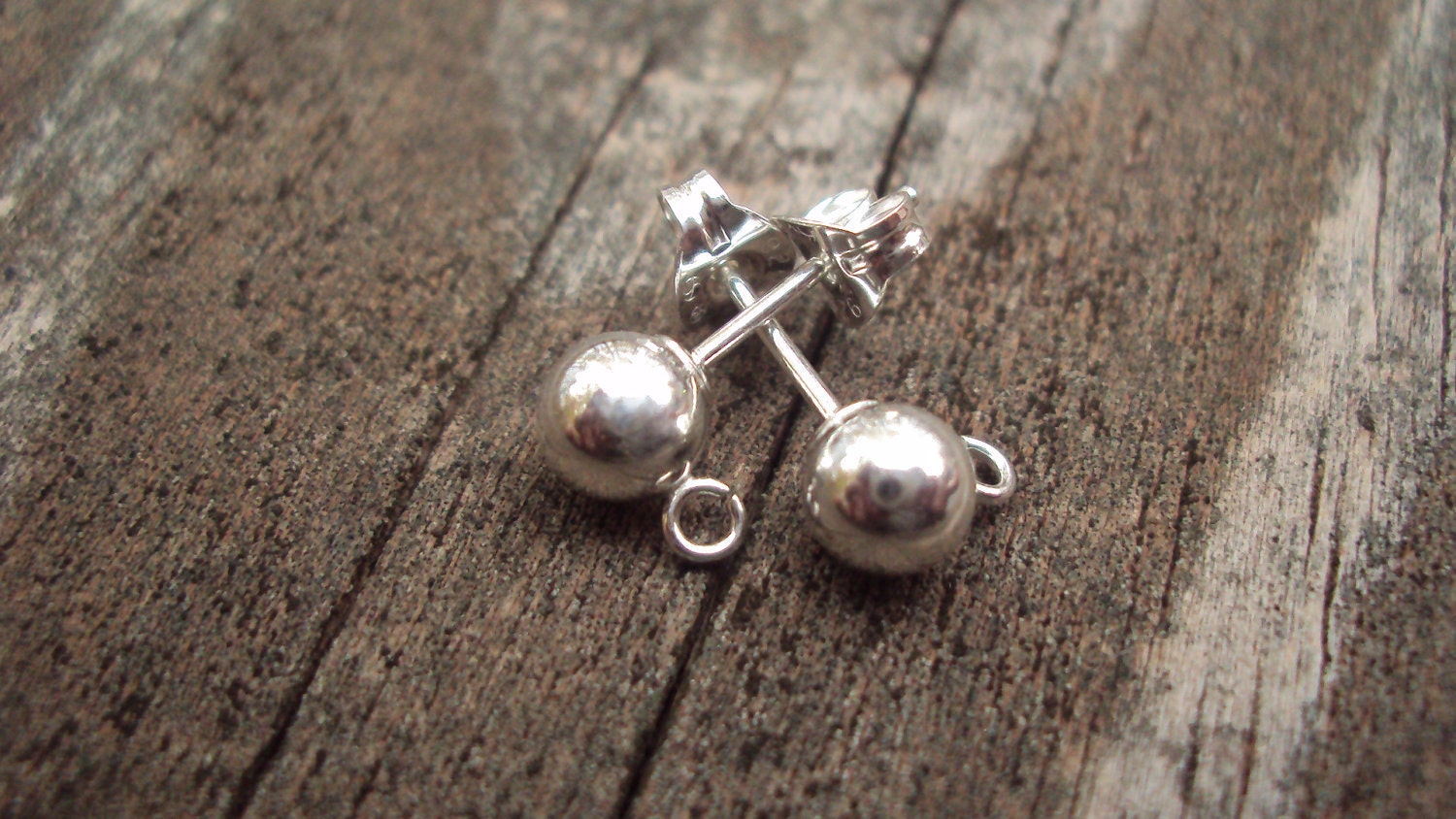 10 pcs - 5mm ball posts, ARGENTIUM, sterling silver, with backs, (5 pair), Commercial findings, other amts available