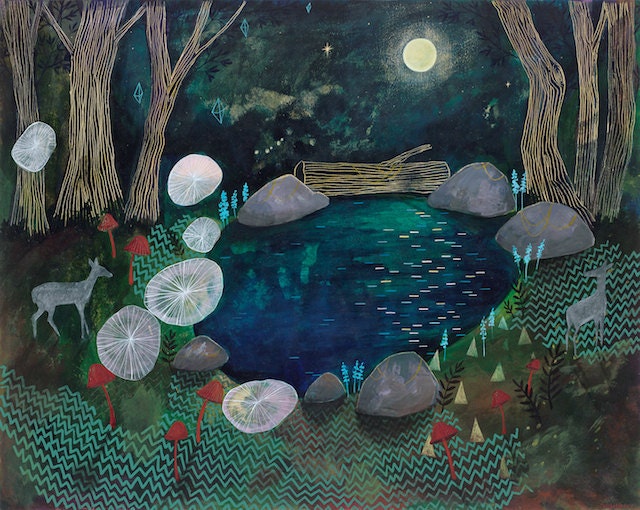 In the deep dark woods, art print 11 x 14