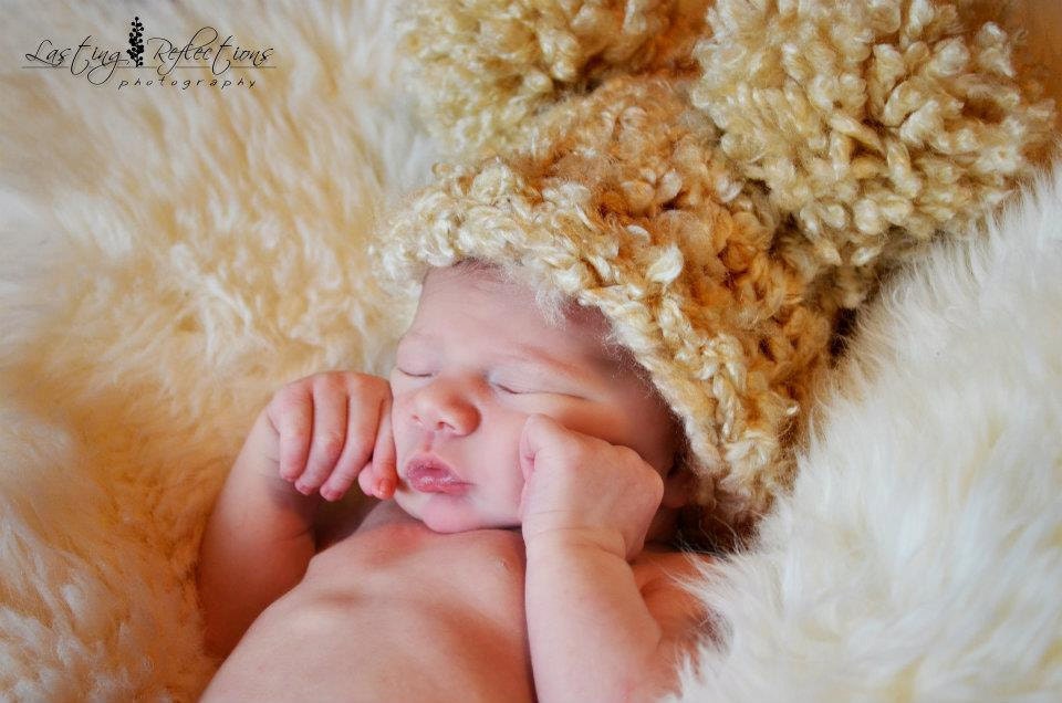 Newborn Baby Boy or Baby Girl POM POM Hat or Baby Bear Hat - Great Photo PROP