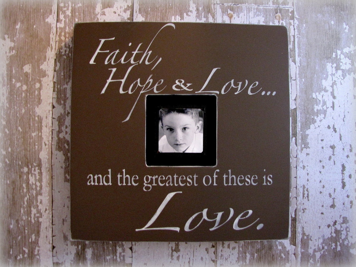 Faith, Hope and Love- 20x20 Shadowbox Frame-Shabby Chic