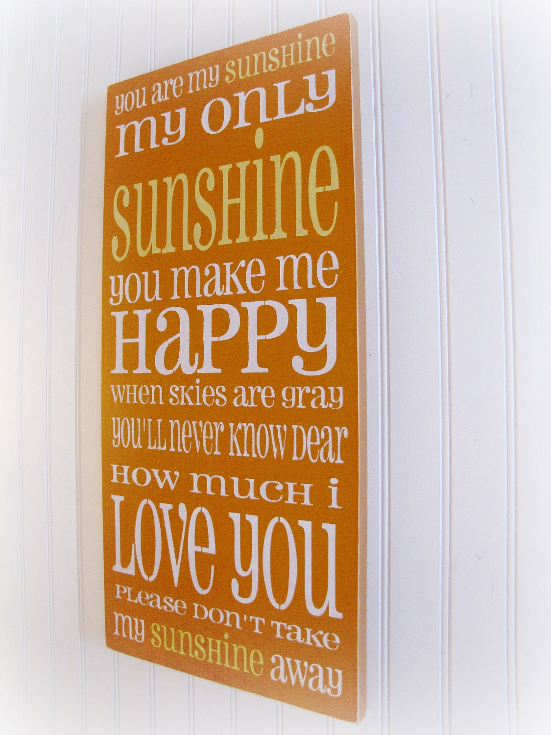 You Are My Sunshine Shabby Chic Typography Sign-Orange, Yellow, White