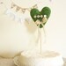 Woodland Needle Felted Mossy Heart Wedding Cake Topper with Love Sign Cream Vintage Typewriter Keys Something Old by Mycherrytree