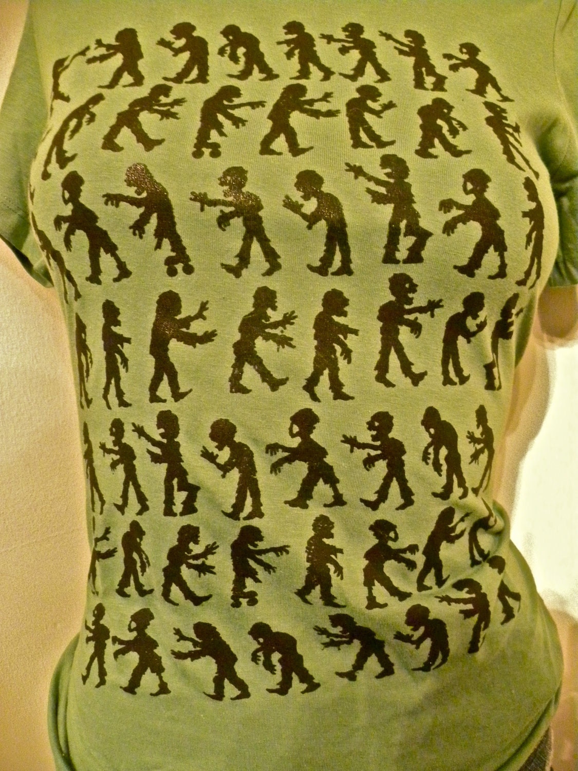 Zombie Parade Women's Green Hand Screened Tshirt Sm, Med, Lg and XL