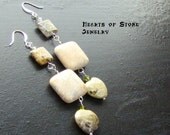 Ocean jasper heart gemstone earrings with coral fossil -Love Never Gets Old