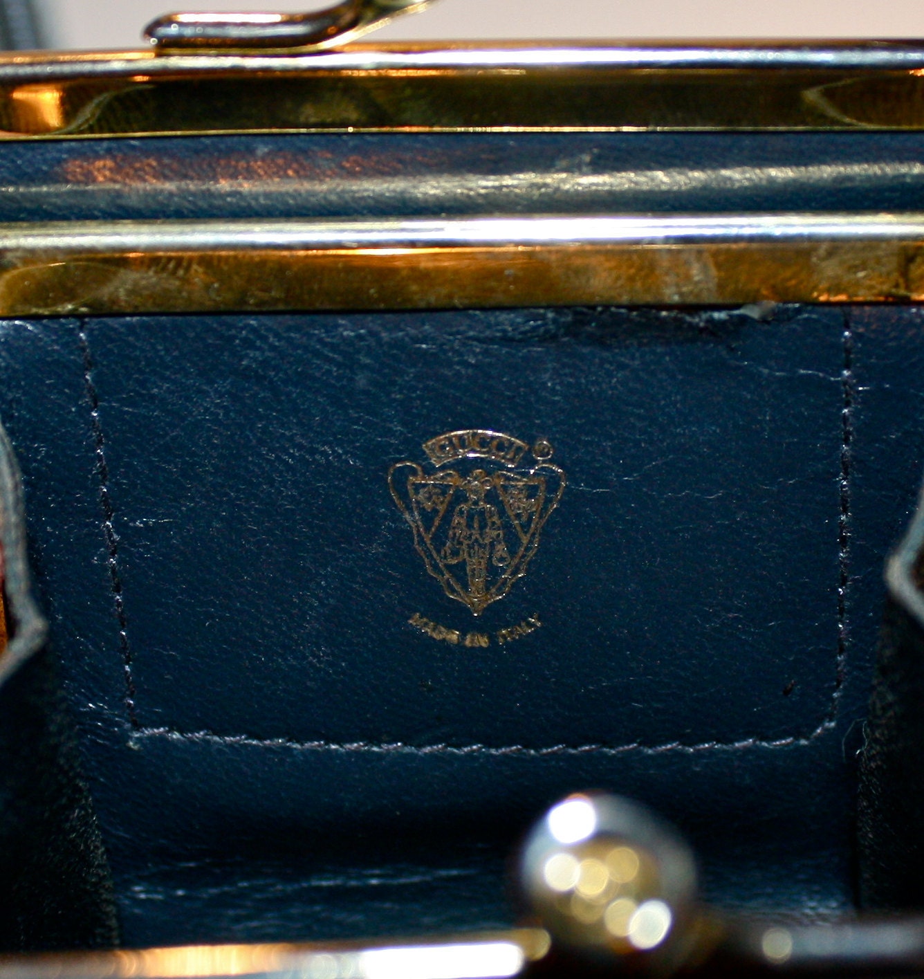 Vintage GUCCI Navy Monogramed Coin Purse Wallet