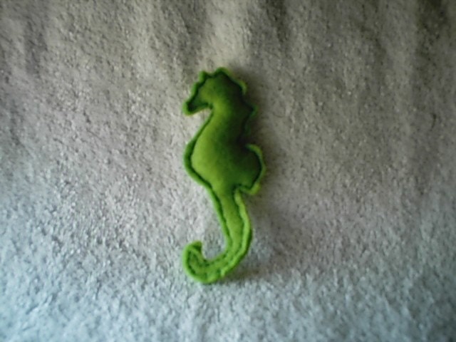 Green Felt Seahorse Catnip Toy