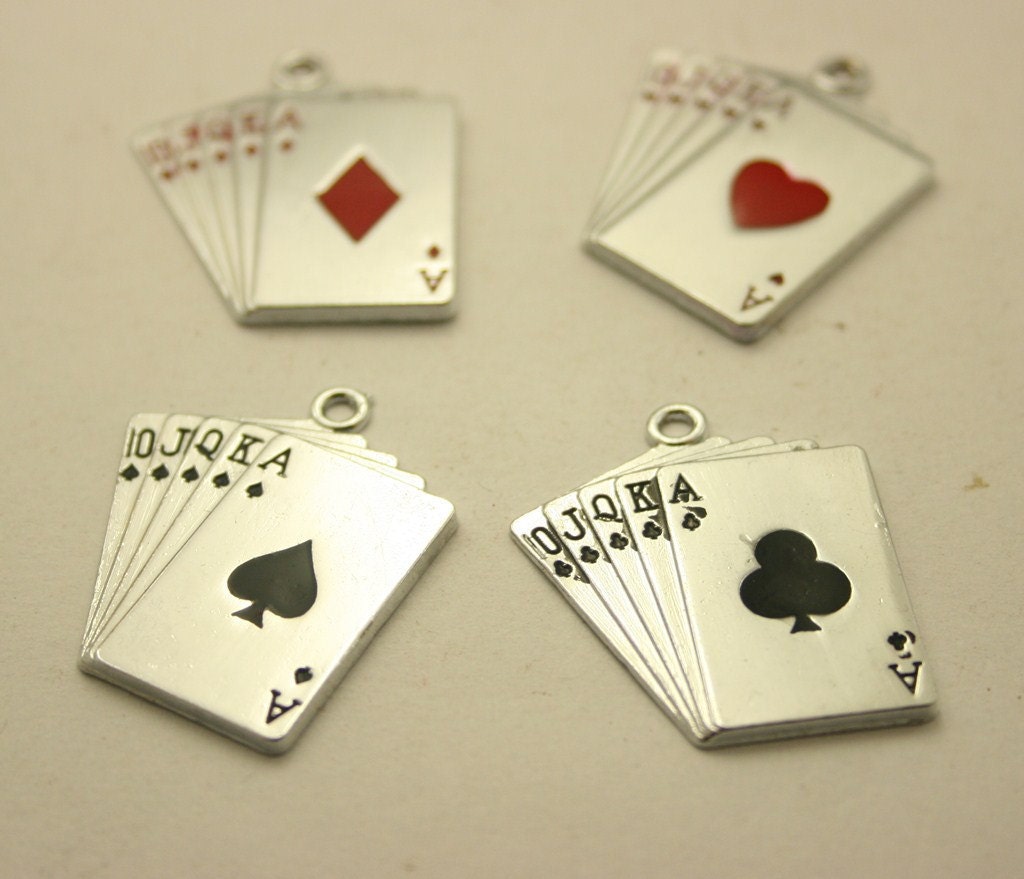 4 pcs. Card Silver Tone Charms Pendants Decoration Findings. SPO2