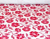 SALE  - 1 metre of Rose screen-printed fabric (cranberry on birch linen / cotton)