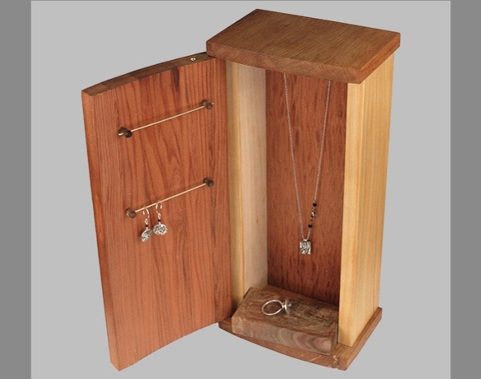 Buy ringswatches - Jewelry Organizer, Jewelry and Personal Keepsake Cabinet, Handmade, Redwood. holds earrings, necklaces, rings, watches.
