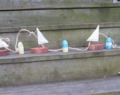 OOAK Sailboat And Buoy Garland. Reclaimed Wood Beach Decor. Home Decor Nautical