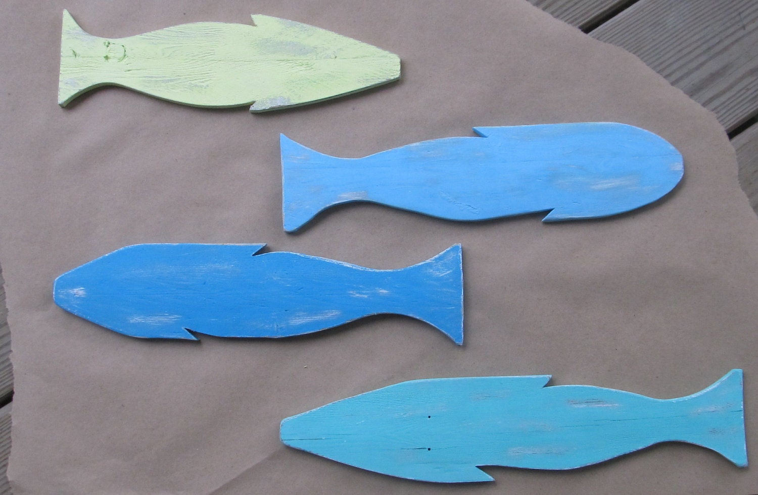 Reclaimed Pallet School of Fish set of 4 You Choose Colors