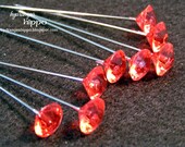 BULK  -- Box of 100 GORGEOUS Red Gem Decorative Stick Pins
