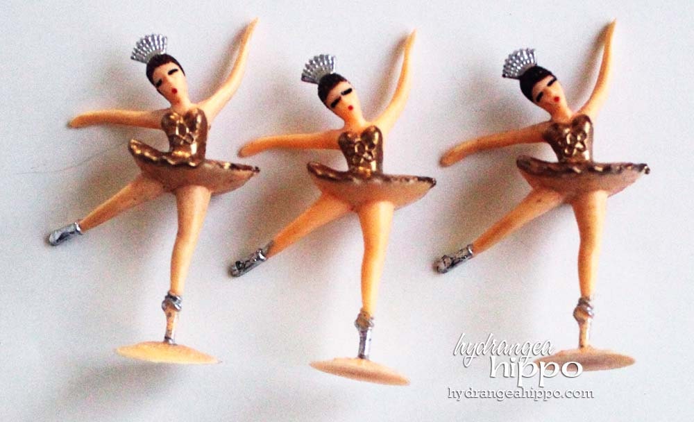 Set of 6 Vintage Style GOLD Ballerina Figurines