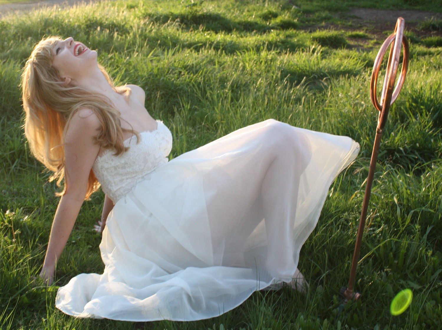 Silk Chiffon and Lace Short Strapless Wedding Dress with Detachable Second Skirt