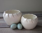 Pair of Creamy White Pottery Planters - 22BayRoad
