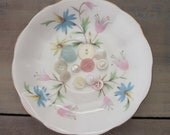 Small China Plate Dish with Pink and Blue Flowers
