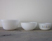 Set of 3 Milk Glass Fire King Mixing Bowls - Instant Collection