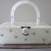 Lucite Handbag Purse Box - White Marblelized Lucite with Diamond Stars - Original Rialto