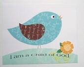 Baptism Gift, Boys Nursery, Baby Boy Room Decor, Kids Wall Art, Christian Art, I am a Child of God, 8x10 Print