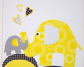 Nursery Art Print, Kids Wall Art, Nursery Decor, Elephant, Grey and Yellow Nursery, Verse, I'll Love You Forever, 8x10 Print