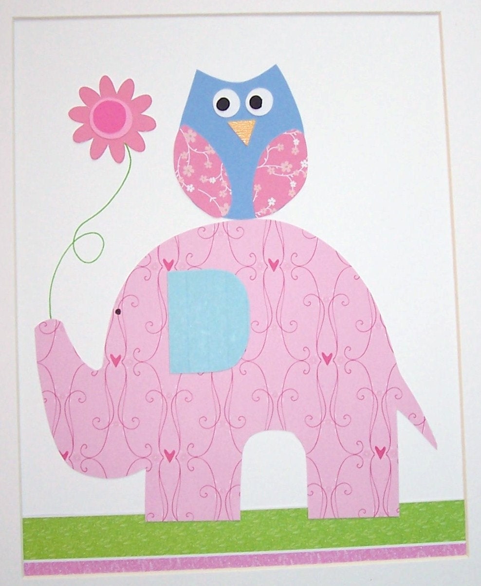 Kids Wall Art, Baby Girl Room Decor, Art for Children, Owl ,Elephant ,Pink, Blue, Nursery, You're Special, 8x10 Print