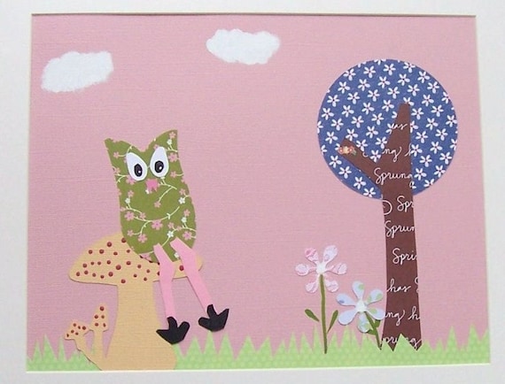 Nursery Art Print, Baby Girl Art, Nursery Decor, Kids Wall Art, Owls, Brooke, Best Friends, 8x10 Art Print