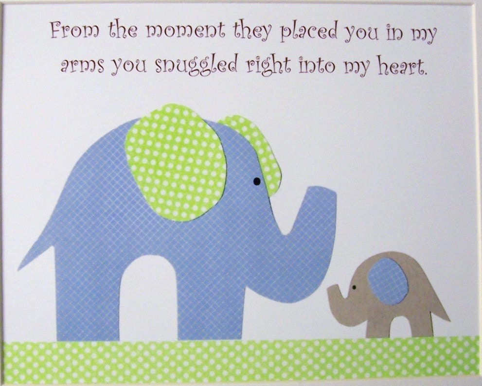 Kids Wall Art, Baby Boy Room Decor, Nursery Decor, Children's Art, Elephant, Quote, From the moment.., 8x10 Print