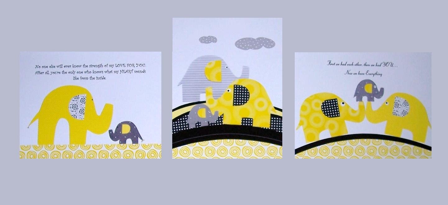 Nursery Wall Art, Children's Gift, Kids Wall Art, Nursery Art, Elephant, Grey and Yellow, Promise Me You'll Always Remember, 8x10 Print