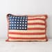 1920's Silk Ribbon American Flag Pillow - Folk Art Hand Embroidered 48 Stars