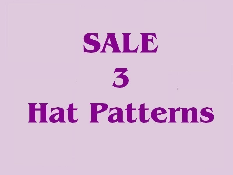 Crochet Hat Patterns - SALE - Hat Crochet Patterns Emailed2U - Pick THREE - must purchase this listing for special price