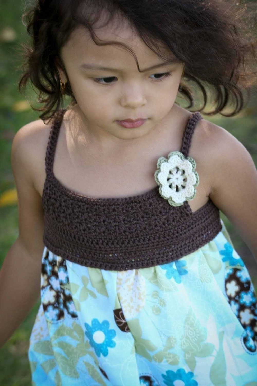Crochet Dress Pattern - Crochet and Fabric Summer Dress Pattern Tutorial with SEVEN Sizes 1 to 7 Yrs Emailed2U