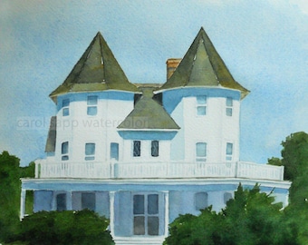 cape may house watercolor archival print 8" x 10"