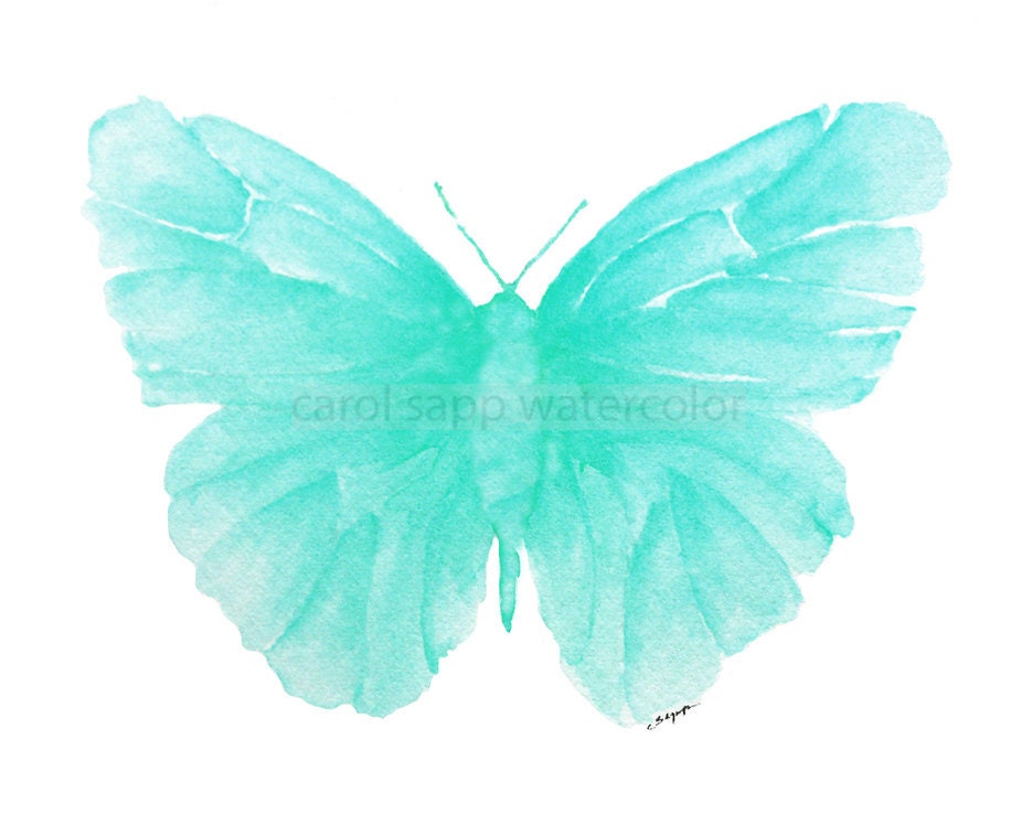 green butterfly watercolor archival print 8" x 10"