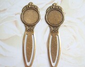 3 - Antique brass bookmark, add your own cabochon, lot of (3) -  LH201