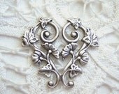 Antique silver plated morning glory vine connector stamping, lot of (1) - BU113