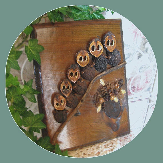 Owl Decor, Owl Wall Hanging, Vintage Bird Decor, Rustic Decor, Nature, Wood Plaque, Retro Kitsch Wildlife Whimsical Woodland Animal Hoot Owl