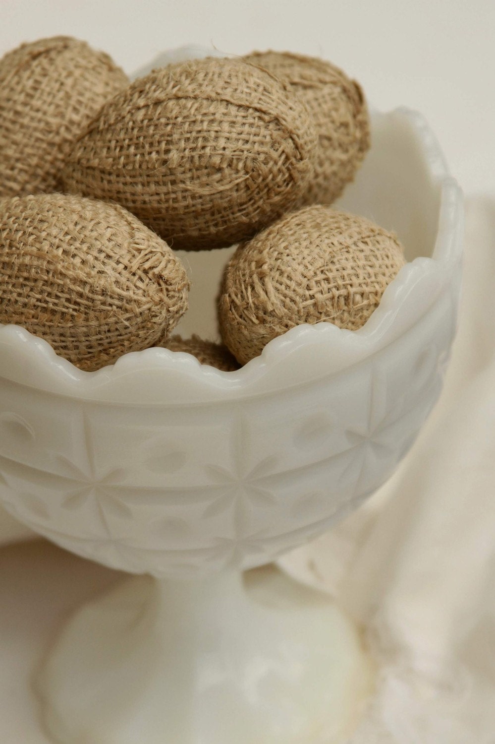 Burlap Eggs, One Dozen, In Natural Burlap, Bowl or Basket Fillers