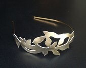 Twig fascinator, leaves hair accessory, Ivory gold leather branch and leaves headband, hair accessories