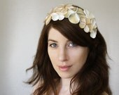 Bridal Hair Accessory, Bridal flower headband, Ivory floral crown, wedding hair accessories, Ivory satin flowers pearls