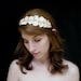 Troy - bridal hair accessory, Grecian wedding tiara, Ivory leaves headband made of satin leaves and pearl beads