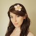 Single flower headband for women, pink flower and gold leave hair accessory, satin flower headpiece for women