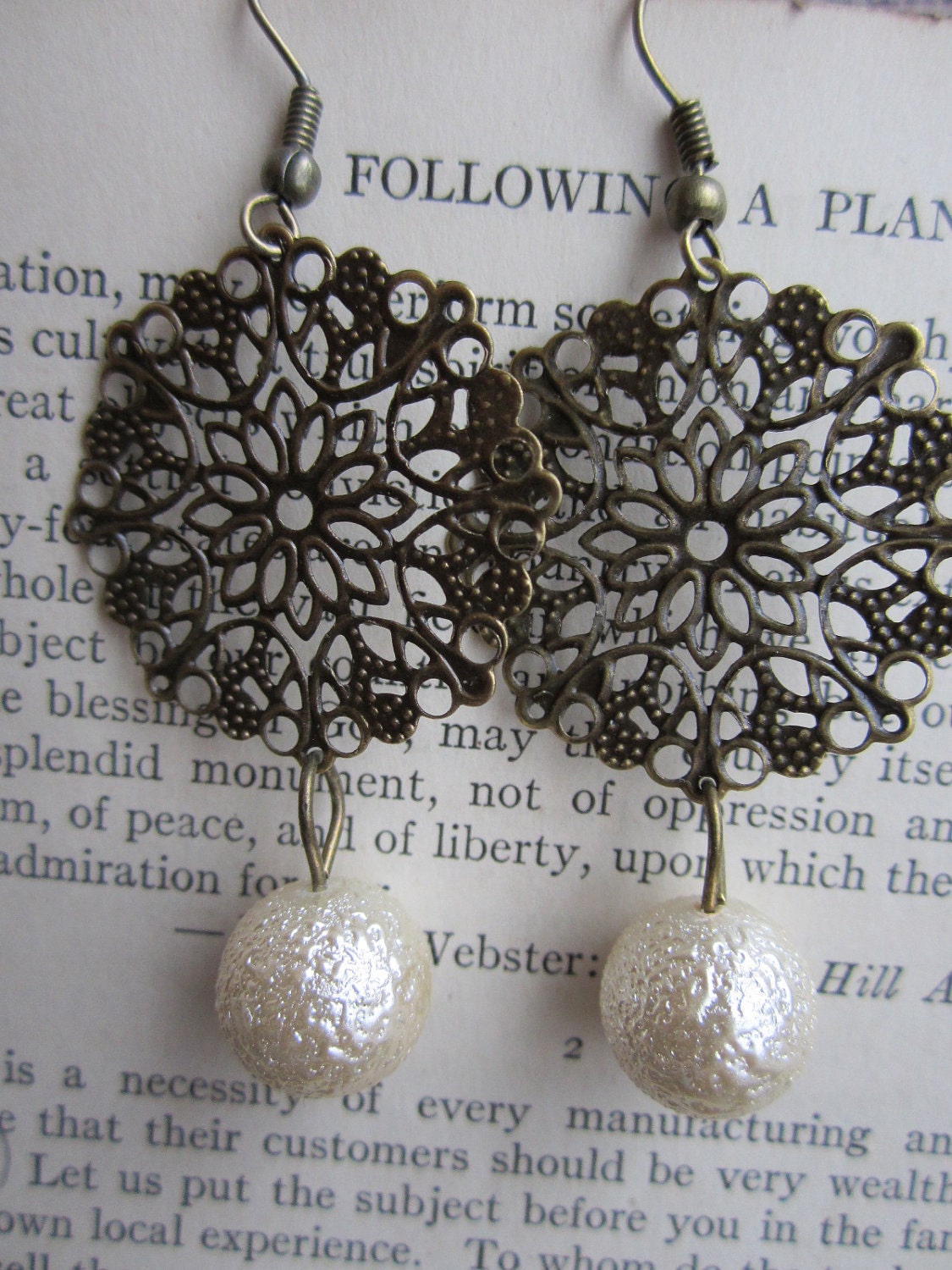 Filigree and Pearl Earrings