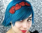 Red Heart Headband, Red Glitter Headband