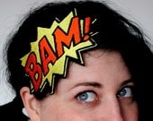 BAM Comic Headband Yellow and Orange Embroidered Headpiece