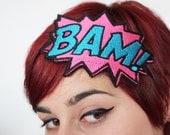 BAM Headband - Comic Cartoon - Pink & Turquoise
