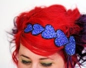 Blue Heart Headband, Royal Blue Glitter Headband