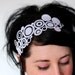 Pop Art Circles White Headband Embroidered