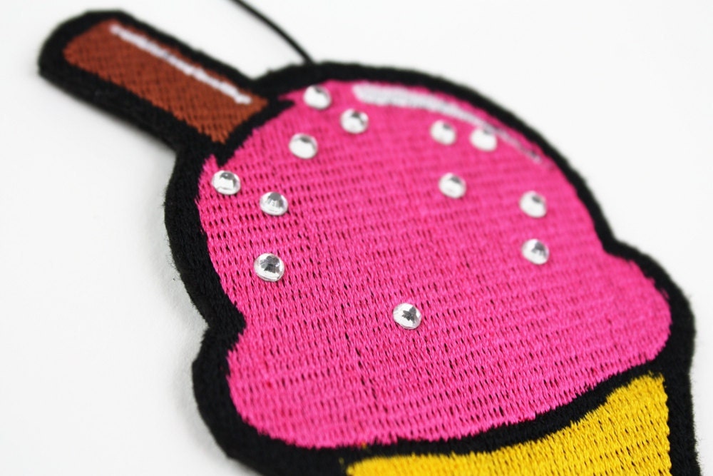Ice Cream Headband, Hot pink with crystal rhinestone sprinkles