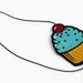 Cupcake Headband, Turquoise, Kawaii Headband, Red rhinestones